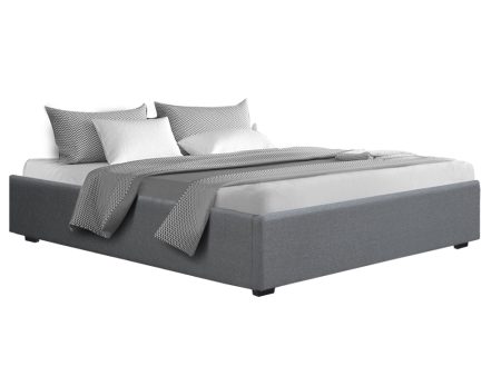 Artiss Bed Frame King Size Gas Lift Base Grey TOKI on Sale