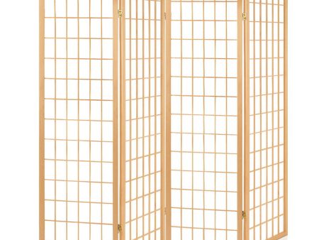 Artiss 4 Panel Room Divider Screen 174x179cm Natural Cheap