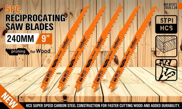 5Pc 9    240mm Reciprocating Saw Blades 5TPI Wood Timber Pruning Tool W T Case Supply