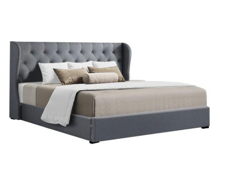 Artiss Bed Frame King Size Gas Lift Grey ISSA Discount