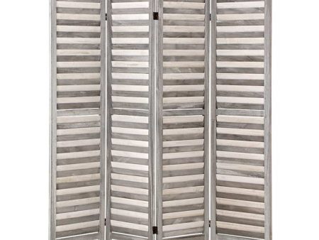 Artiss 4 Panel Room Divider Screen 163x170cm Louver Grey Online Hot Sale