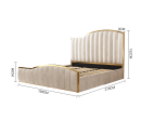 Elegant Luxury King Size Bedframe in Beige with Gas Lift Storage Velvet Fabric Golden Trim Hot on Sale