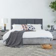 Queen Bed Frame Fabric Upholstery MDF in Cement Colour Hot on Sale