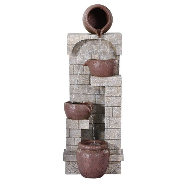 Gardeon Solar Fountain Water Feature  Pot Outdoor Indoor 4-Tier Cascading Brown Fashion