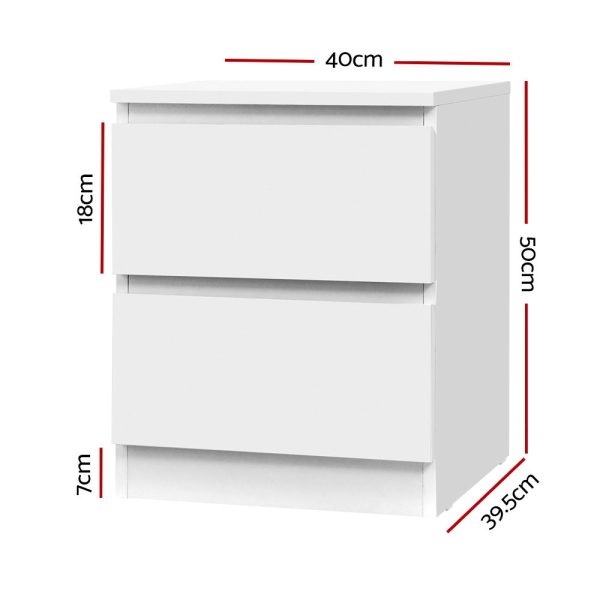 Artiss Bedside Table 2 Drawers - PEPE White Online Hot Sale