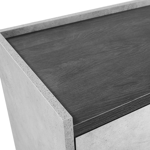 Dressing Chest With 6 Storage Drawers MDF Mirror Combination of Black & Cement Colour Online