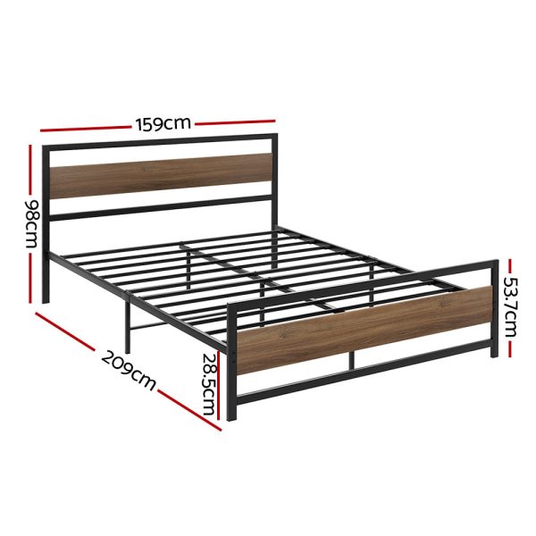 Artiss Bed Frame Queen Size Metal Base Mattress Platform Foundation Black DREW Sale