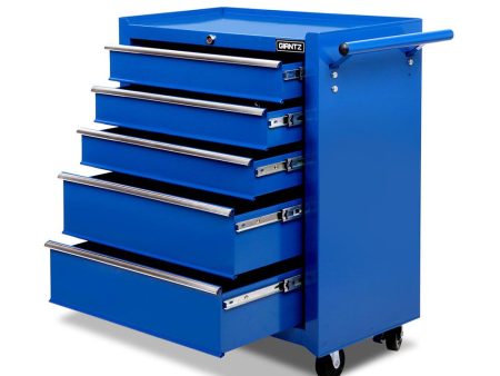 Giantz 5 Drawer Tool Box Cabinet Chest Trolley Box Garage Storage Toolbox Blue For Cheap