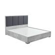 Queen Bed Frame Fabric Upholstery MDF in Cement Colour Hot on Sale