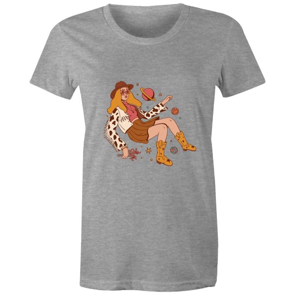 Women s Cowgirl In Space Maple Tee Online Sale