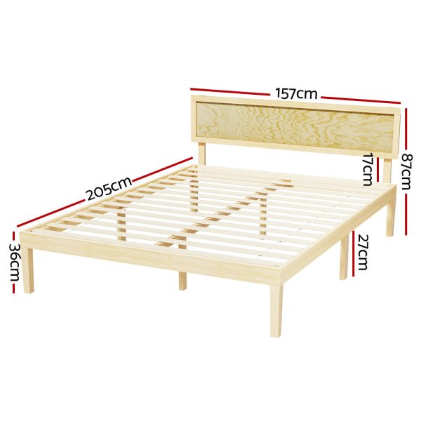 Artiss Bed Frame Queen Size Wooden Base Mattress Platform Timber Pine YUMI Sale