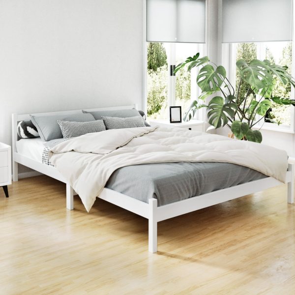 Artiss Bed Frame Queen Size Wooden White SOFIE Online now