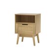 Artiss Rattan Bedside Table 1 Drawer with Shelf - REI Oak Cheap