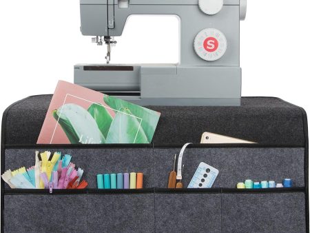 Black  Felt Sewing Machine Mat with Multi-Pocket Storage Organizer Fashion