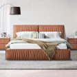 Louis Queen Bed Frame PU leather KD Slat in Wooden Legs Sale