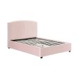 Camelia King Single Size Bed Frame Pink Velvet Upholstery High Headboard Quality Slats Metal Structure Online Sale