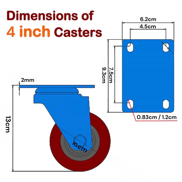 4 inch Heavy Duty Casters Lockable Caster Wheel Swivel Casters Castor with Brakes for Furniture and Workbench Cart Cheap