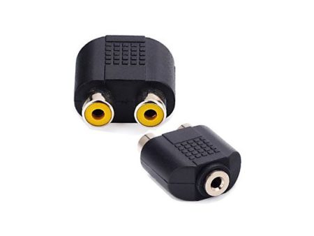 3.5mm Female to 2X RCA Female Audio Video Splitter Adapter Connector Coupler For Sale