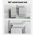 Towel Rail Rack Holder 4 Bars Wall Mounted Stainless Steel Swivel Hanging Hook on Sale