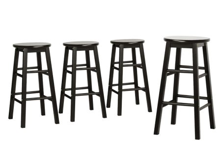 Artiss 4x Bar Stools Round Chairs Wooden Black Fashion