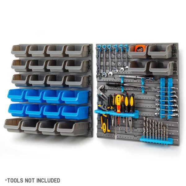 Baumr-AG 44 Part Storage Bin Rack Wall Mounted Tool Organiser Box Shelving Online now