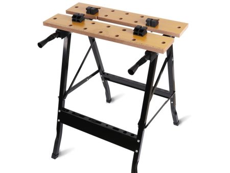 Foldable Work Bench Mobile Sawhorse Garage Trestle Wood Cutting Anti-slip Table Discount