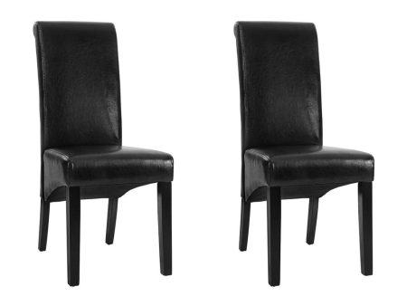 Artiss Dining Chairs Set of 2 Leather Parsons Chair Black on Sale