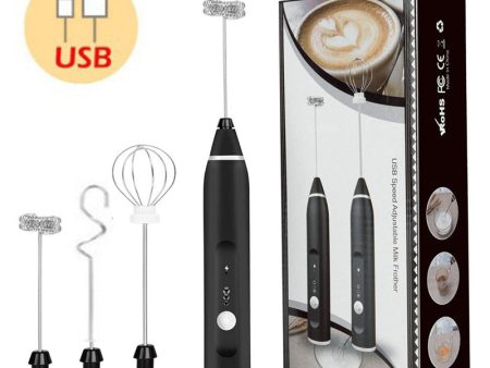 Black 304 Stainless Steel 3-Speed Handheld Electric Milk Frother, Egg Beater, Paint Mixer, and Milk Powder Blender Sale