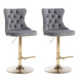 4x Height Adjustable Swivel Bar Stool Velvet Studs Barstool with Footrest and Golden Base- Grey Online now