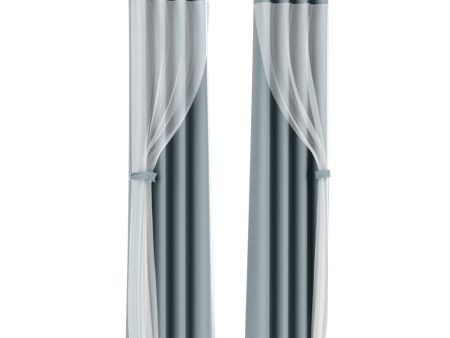 Artiss 2X 132x304cm Blockout Sheer Curtains Light Grey Online now