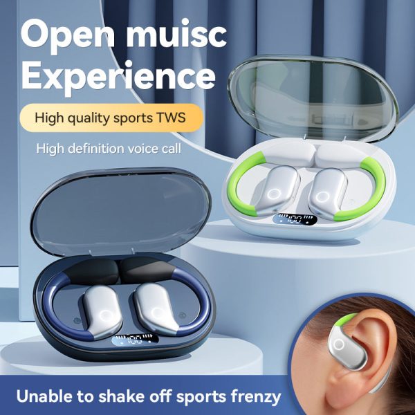 White M82 Transparent OWS Wireless Bluetooth Earphones - Clear Sound, Comfortable Over-Ear Fit Online Hot Sale