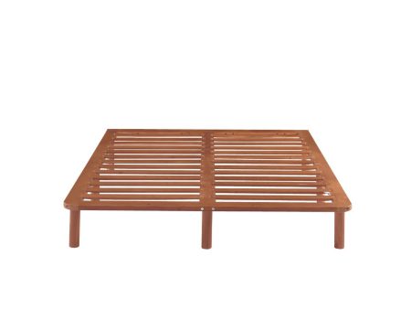 Bondi Wooden Pinewood Bed Base in Walnut - Double Fashion