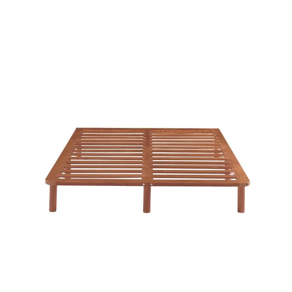 Bondi Wooden Pinewood Bed Base in Walnut - Double Fashion