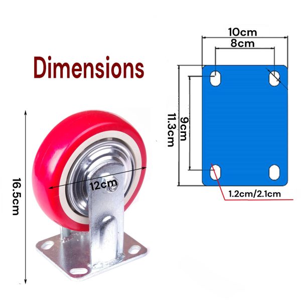 5 inch Industrial  Caster Wheels Fixed Casters Castor Wheels Cart Furniture Workbench Supply