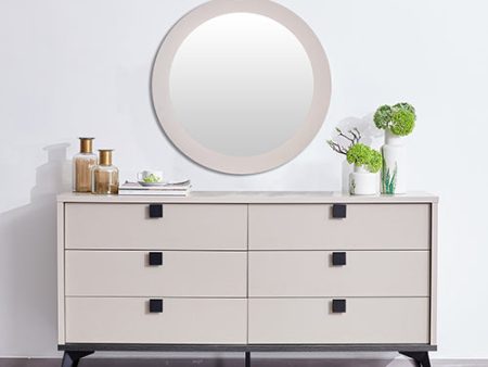 Dressing Chest With 6 Storage Drawers MDF Mirror Combination of Champagne and Black Colour Cheap