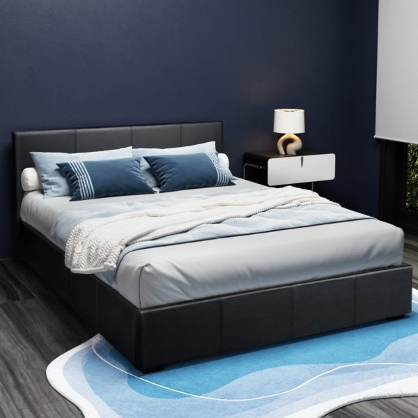 Artiss Bed Frame Queen Size Gas Lift Black NINO Online