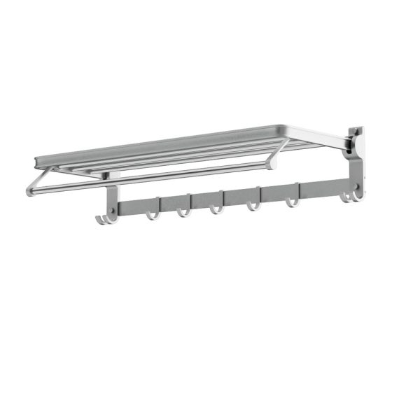 Towel Rail Rack Holder 4 Bars Wall Mounted Aluminium Foldable Hanging Hook Discount