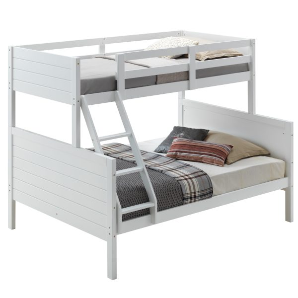 Zinnia Single Double Bunk Bed Frame Rubber Timber Wood Loft Furniture - White Cheap