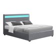 Artiss Bed Frame Double Size LED Gas Lift Grey COLE Discount