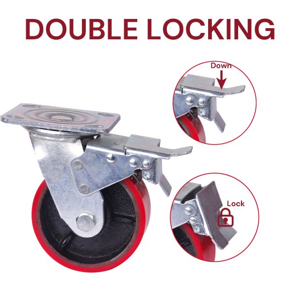 5 inch Industrial 500KG Caster Wheels Swivel with Brake Locking Casters Castor Wheels Cart Furniture Workbench Online Sale