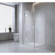 90x70cm Corner Frameless Shower Screen with Chrome Channel and SS Hinges, Round Handle Online Sale