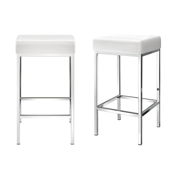 Artiss 4x Bar Stools Leather Padded Metal White Hot on Sale