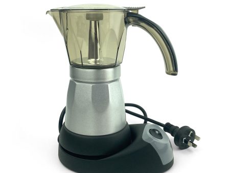 Silver Electric Moka Coffee Maker Espresso Machine Italian Classic 6 Cups Auto Power Online Sale