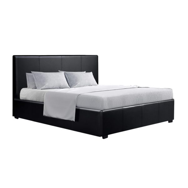 Artiss Bed Frame Queen Size Gas Lift Black NINO Online