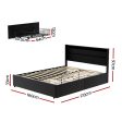 Artiss Bed Frame Queen Size LED with 4 Drawers Black DUNN Sale