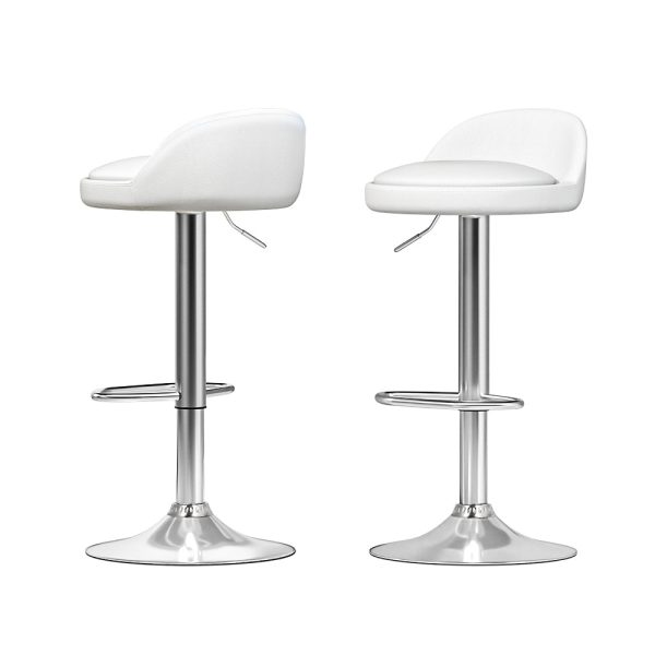 Artiss 2x Bar Stools PU Leather Gas Lift White Online Sale