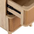 Artiss Rattan Bedside Table Drawers Side End Table Storage Nightstand Oak NORA Discount