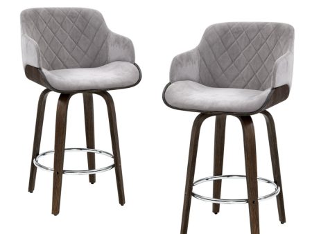 Artiss 4x Bar Stools Swivel Velvet Padded Wooden on Sale