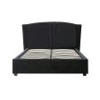 Roman Bed Frame Queen Size Black Velvet Fabric with Gas Lift plywood metal structure Discount