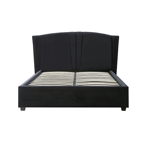 Roman Bed Frame Queen Size Black Velvet Fabric with Gas Lift plywood metal structure Discount